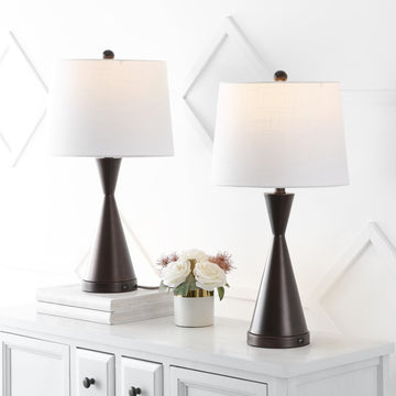 Colton 26" Classic French Country Iron LED Table Lamp with USB Charging Port - JONATHAN Y